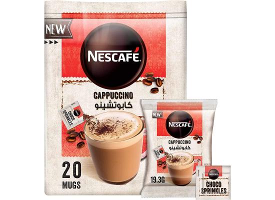 Nescafe Cappuccino Foamy Coffee Mix with Chocolate Sprinkles, Pack of 20